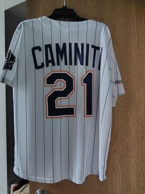 Fanatics White Pinstripe 'Caminiti 21' Men's Baseball Jersey